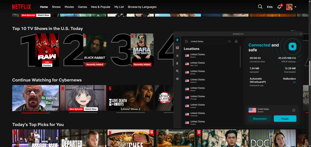 Surfshark unblocking Netflix1