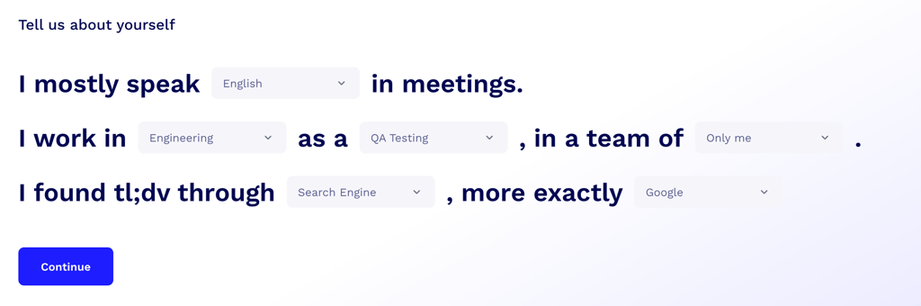Onboarding process with tl;dv