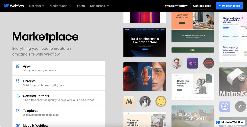 Marketplace on Webflow