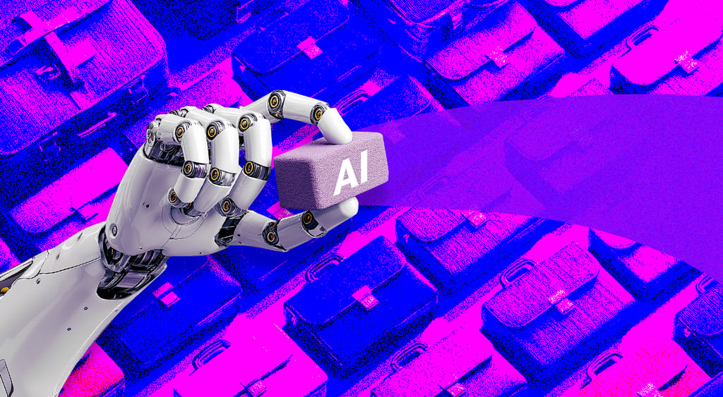 Robot hand holding a sign that says "AI"; AI jobs; digital labor