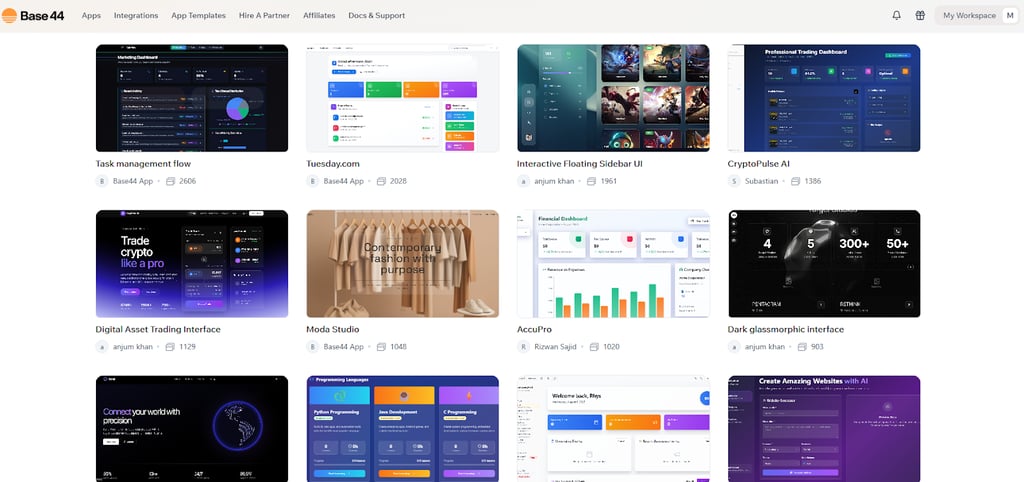 Base44 template gallery