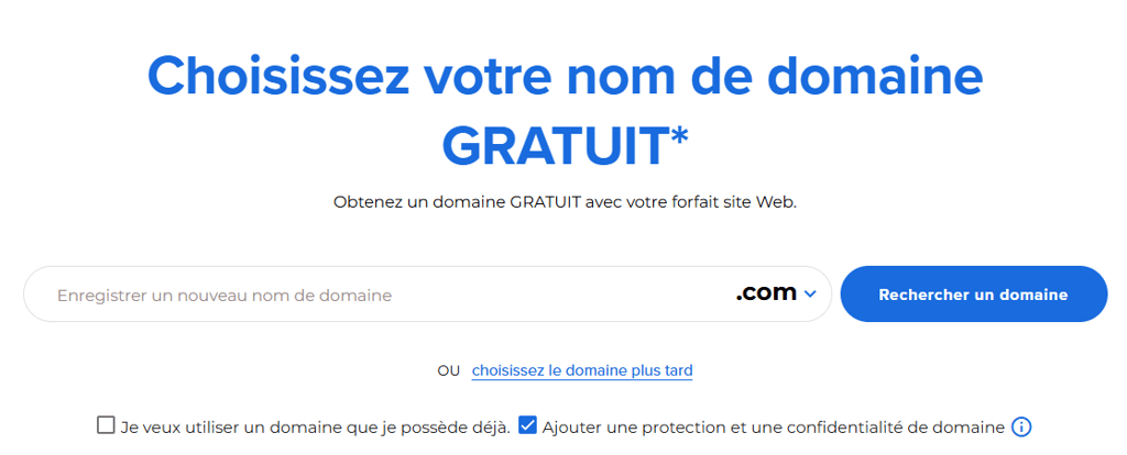 Bluehost choisir un domaine
