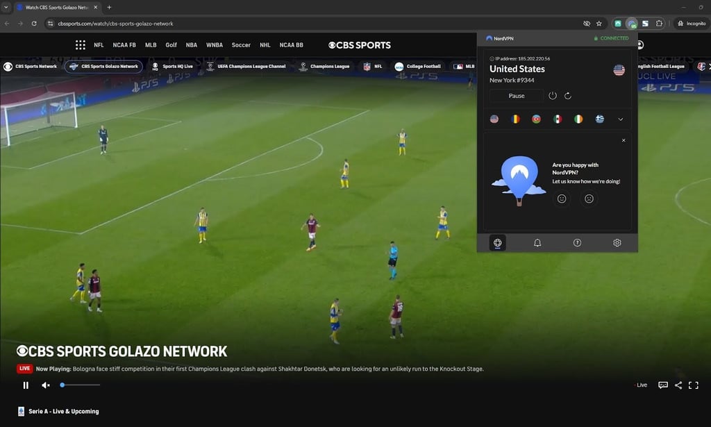 CBS sports nordvpn