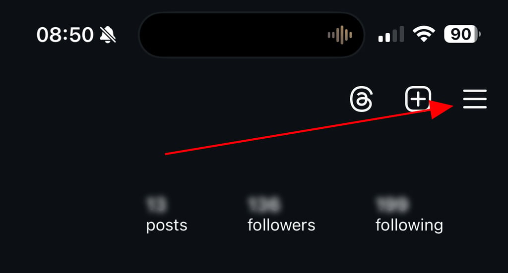 Click on the instagram menu icon