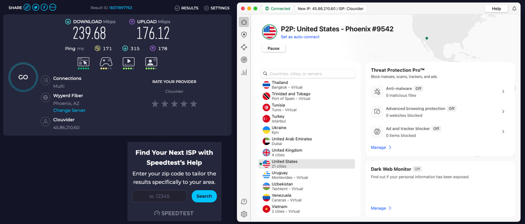 NordVPN Arizona speed