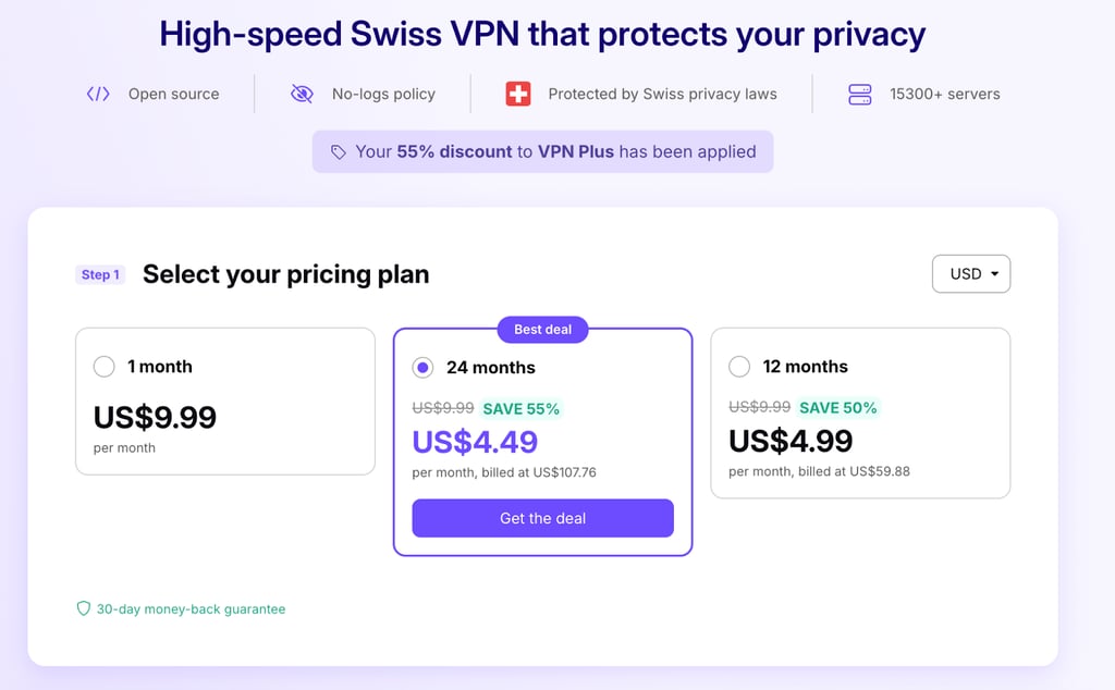 ProtonVPN choose plan NL