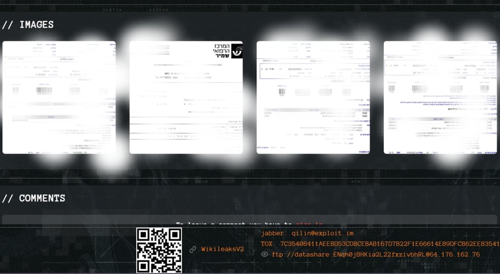 Qilin ransomware attack - Shamir Medical Center - samples