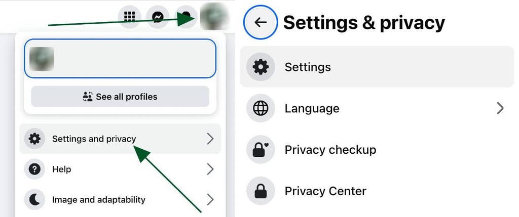 Settings and privacy fb