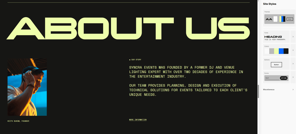 DJ website built with Squarespace