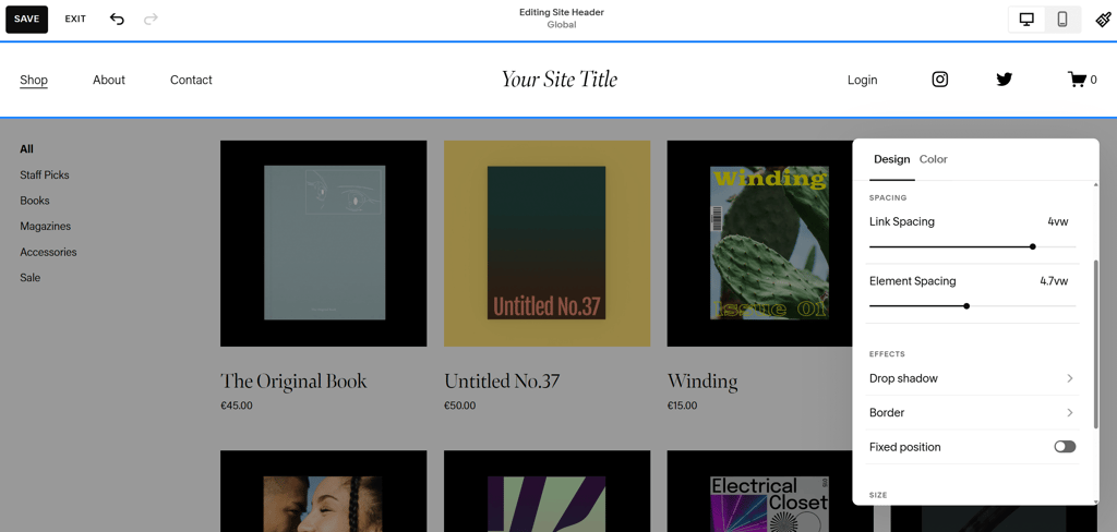 squarespace sample store