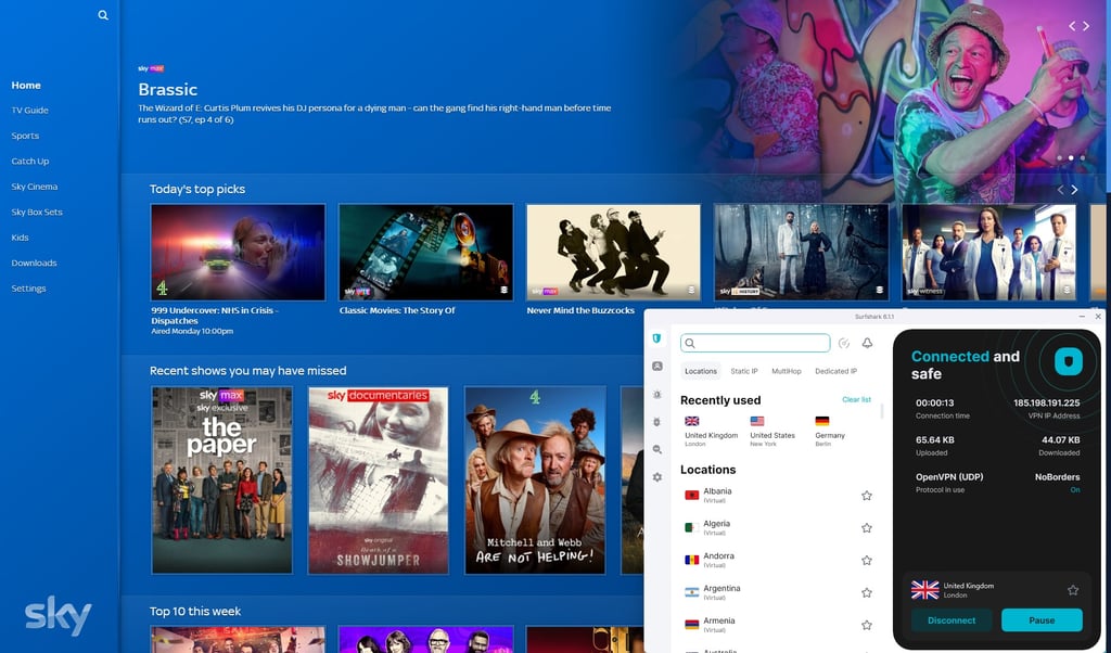 Sky Go access with Surfshark