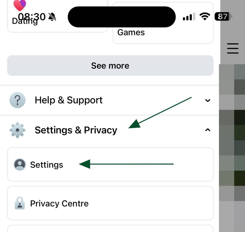 Tap Settings and privacy