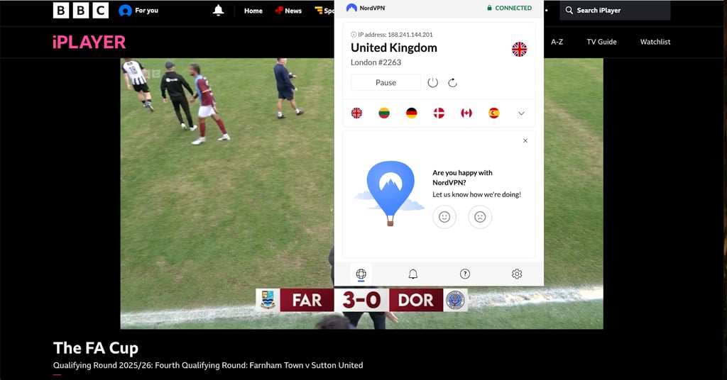 VPN connected to UK