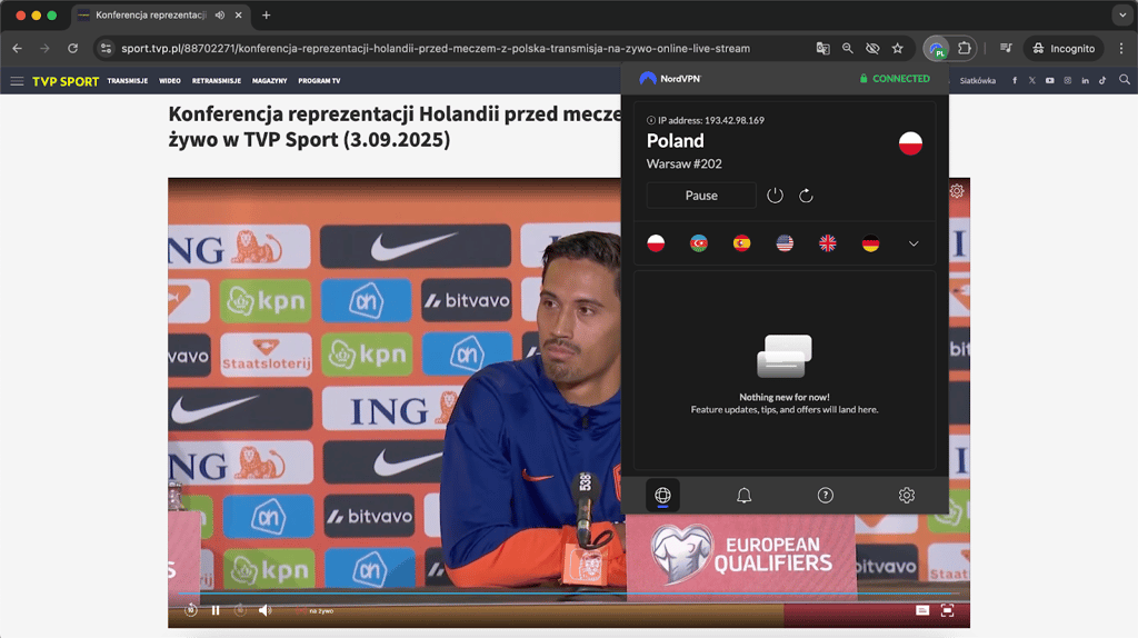 VPN connected to poland