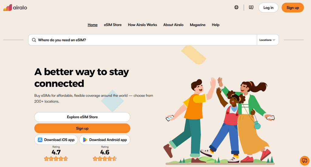 Airalo homepage 2025