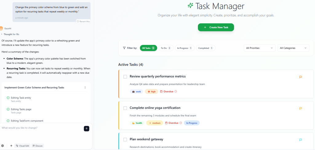 Base44 builder interface
