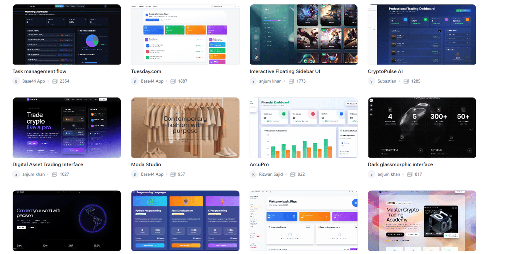 Base44 template choices