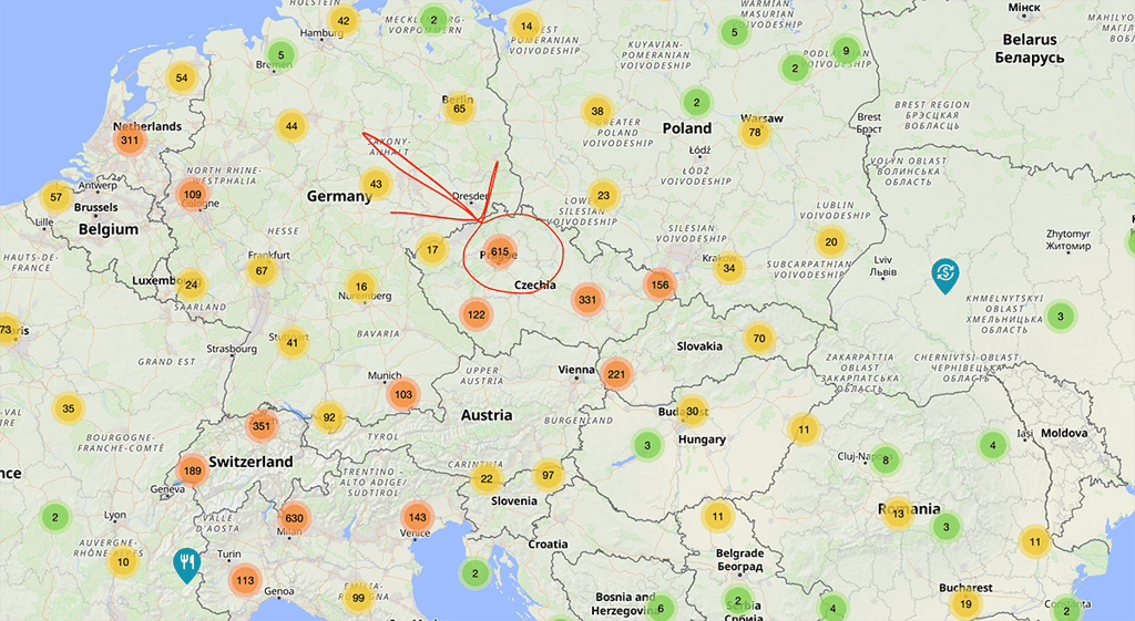 Bitcoin map Europe