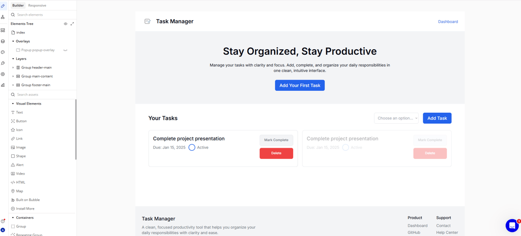 Bubble’s builder UI