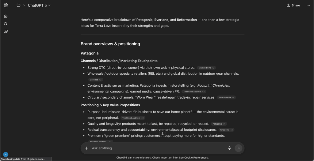 ChatGPT task analysis