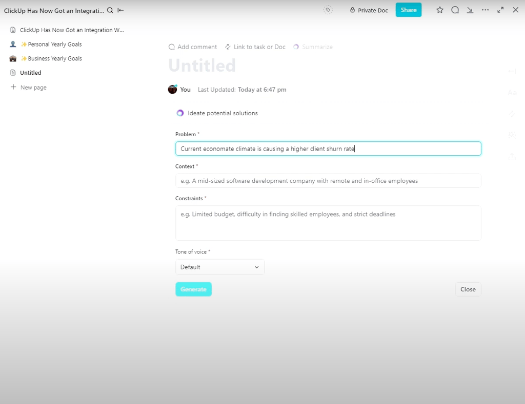 Clickup 2023 – LLM integration