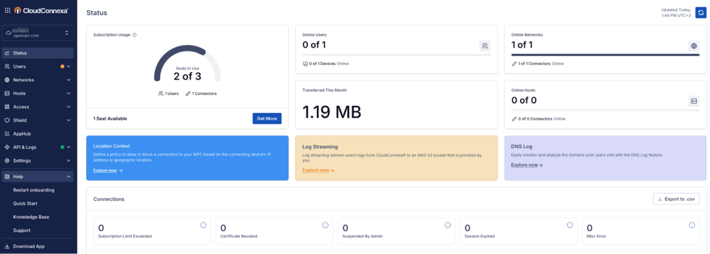 Cloud connexa status
