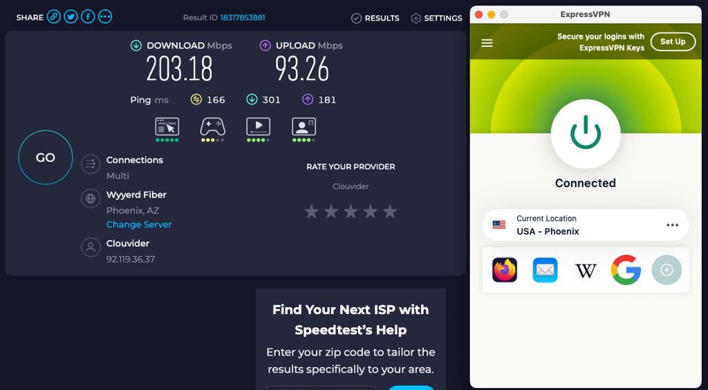 ExpressVPN Arizona speed
