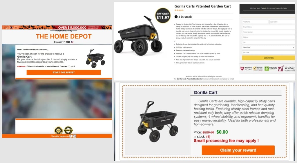 Home Depot phishing Halloween giveaway 2