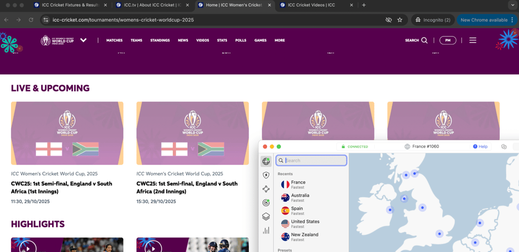 France ICC with NordVPN