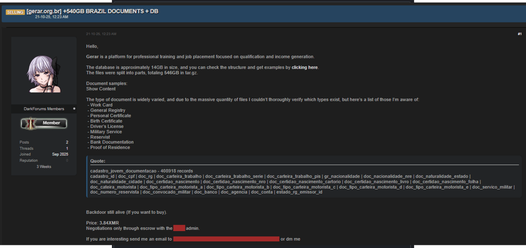 Gerar data breach sample
