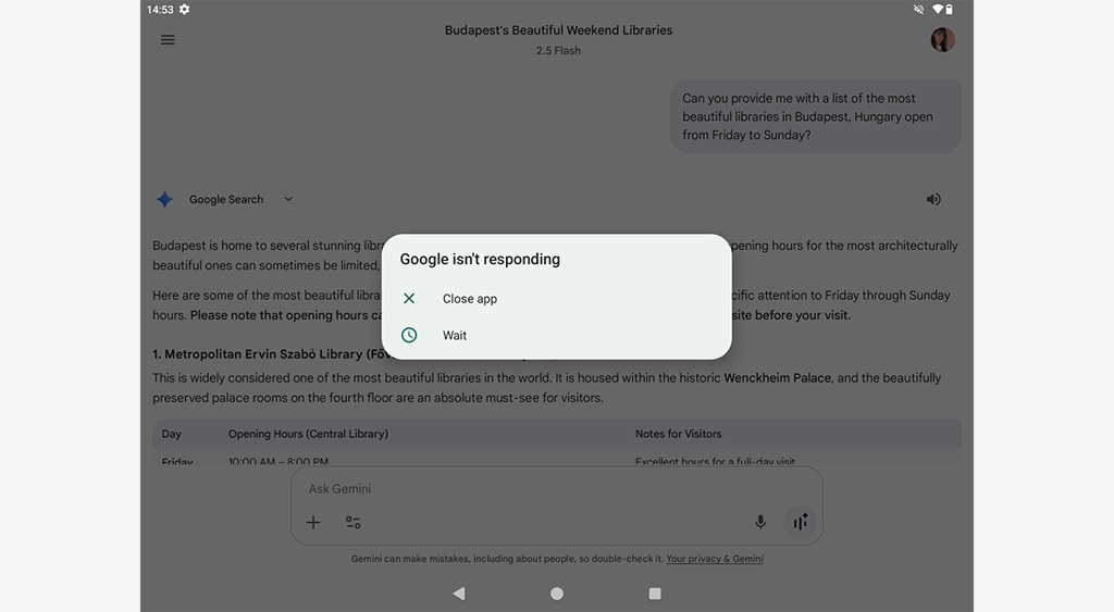 Google Gemini unresponsive