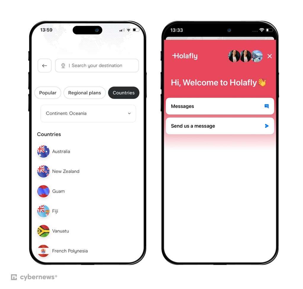 iOS interface of Holafly