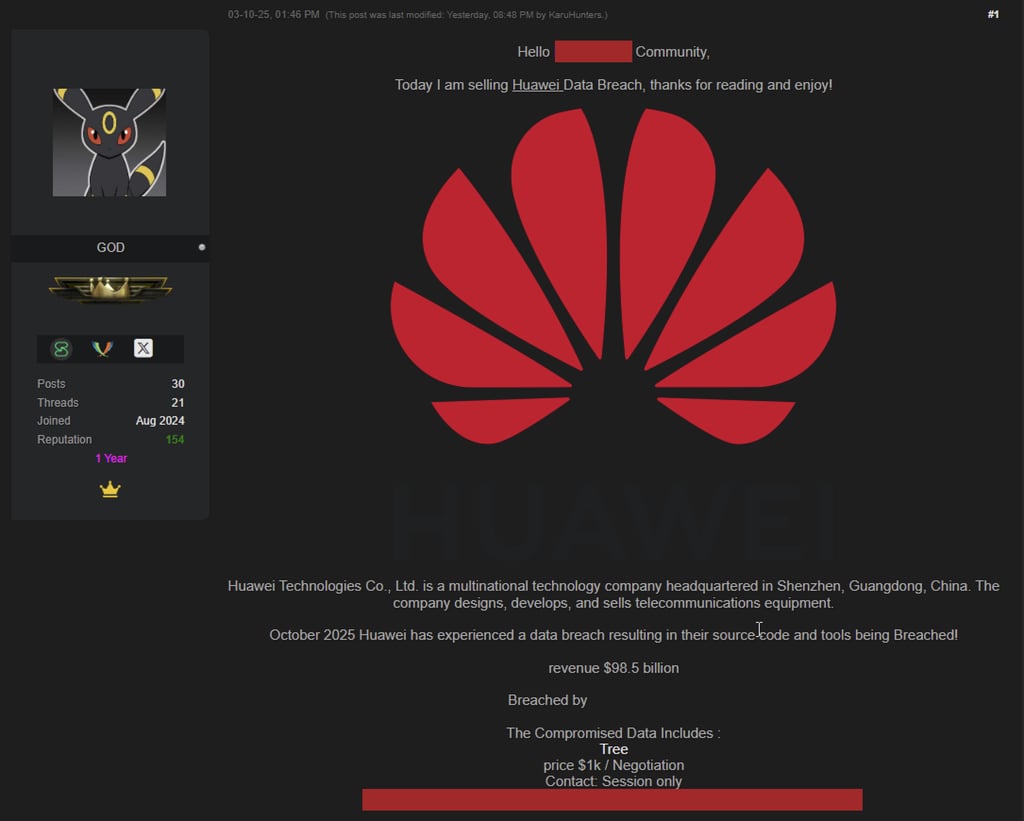 Huawei data breach