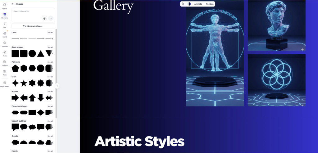 Variety of visuals and graphics available from Canva