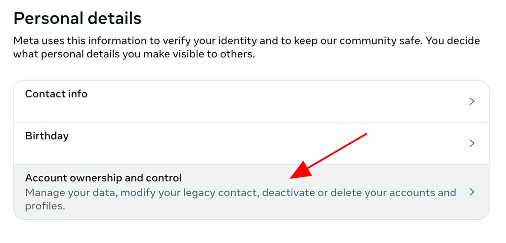 instagram Press “Account ownership and control”