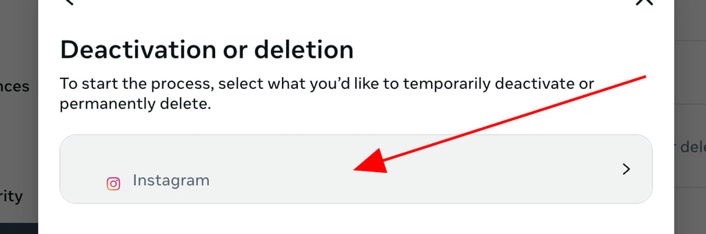 instagram search for the account you want to delete and select it