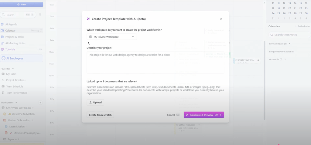 Motion AI workflow builder
