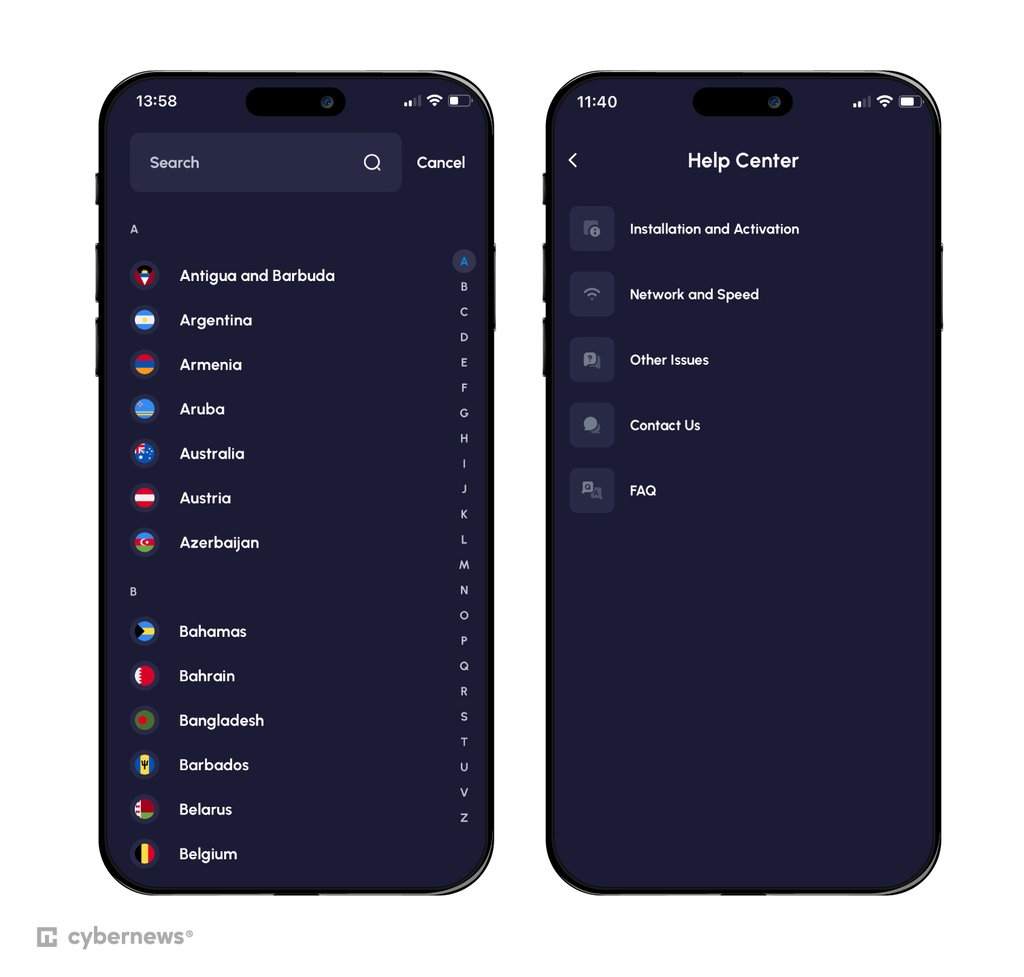 iOS interface of Nomad