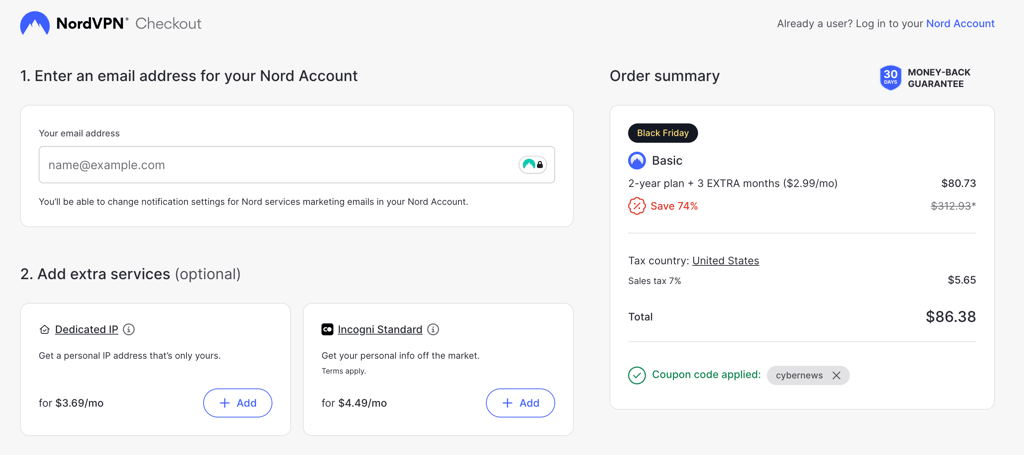 nordvpn checkout black friday 2025