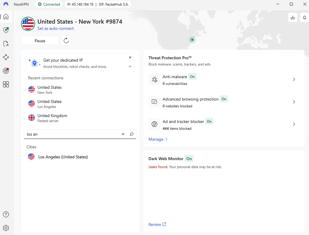 NordVPN New York connection