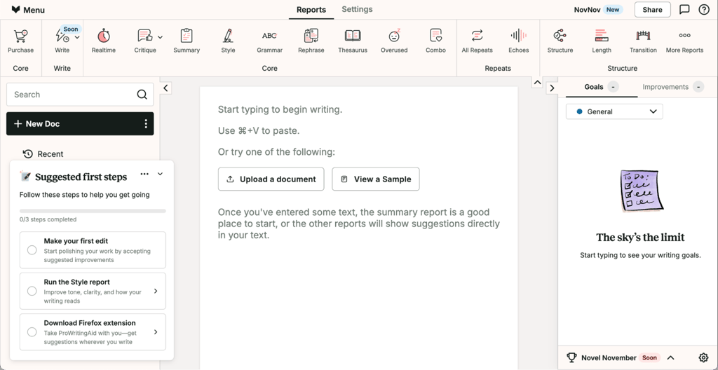 ProWritingAid reports