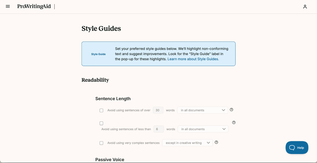 ProWritingAid style guides