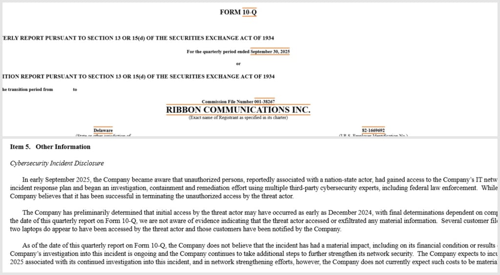 Ribbons SEC filing