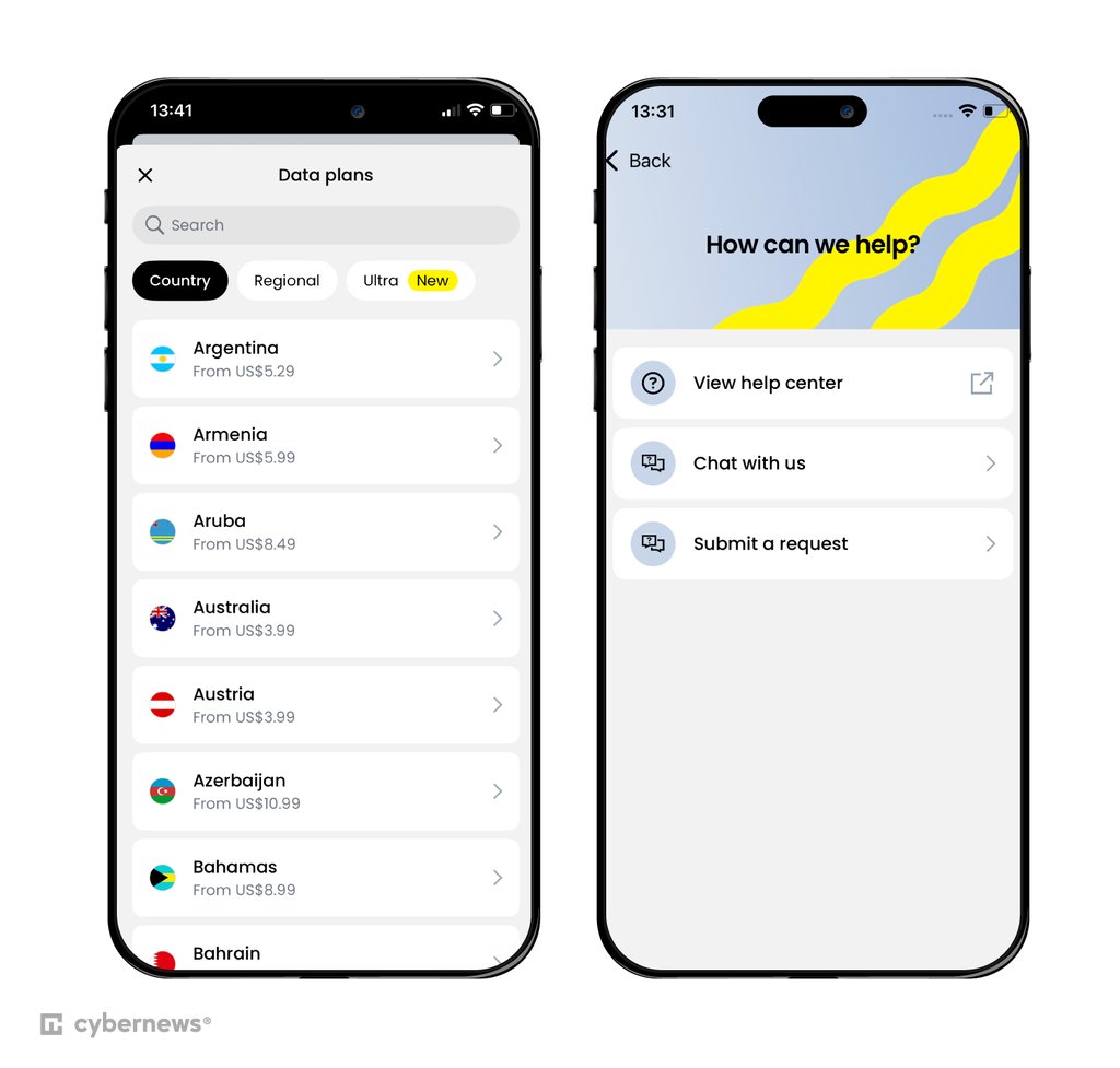 iOS interface of Saily