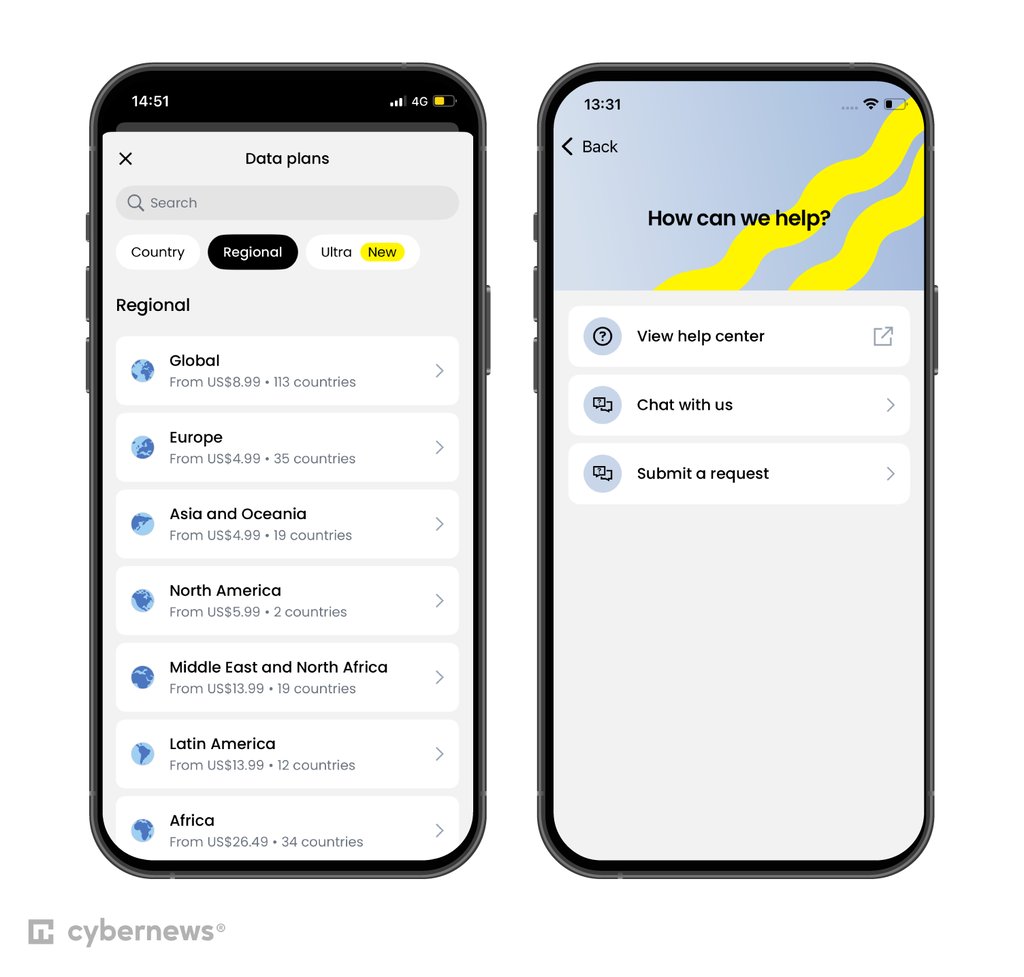 Saily app opened on an iPhone