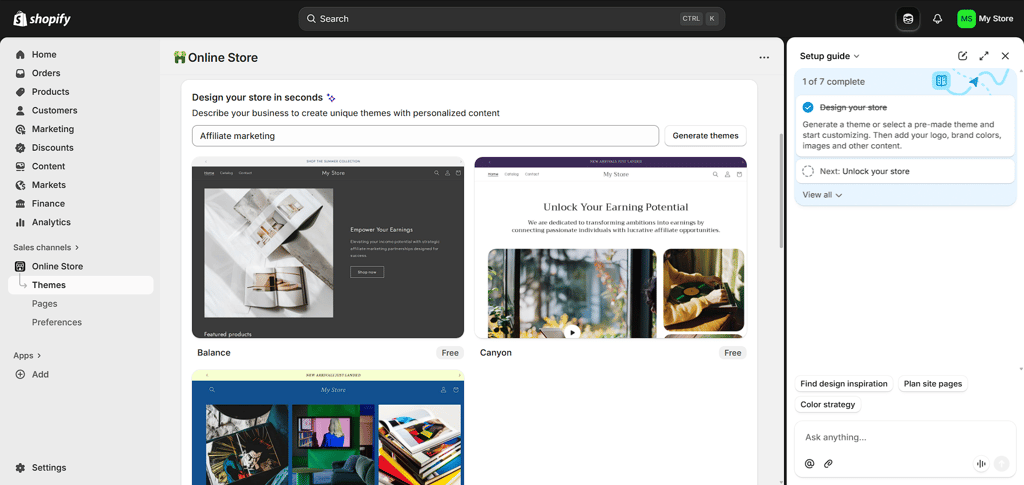 shopify affiliate marketing themes