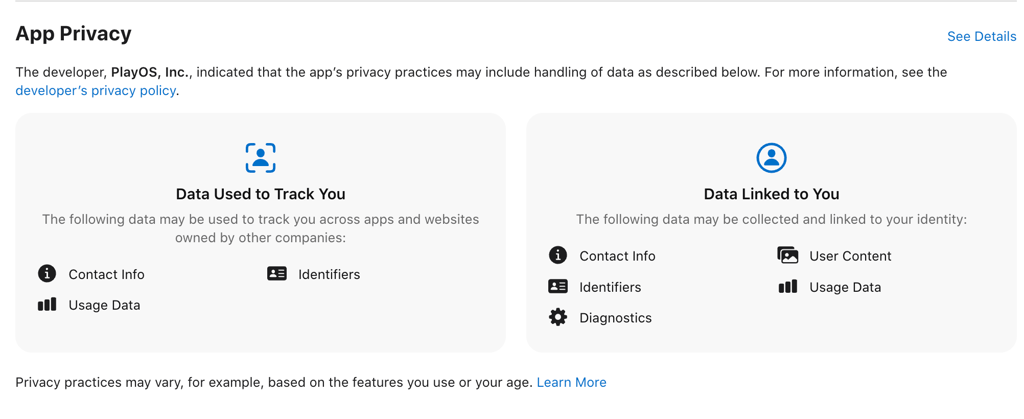 sintra privacy policy ios