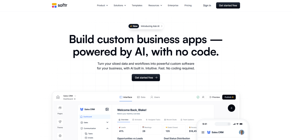 Create secure business apps and customer portals with Softr's no-code platform.