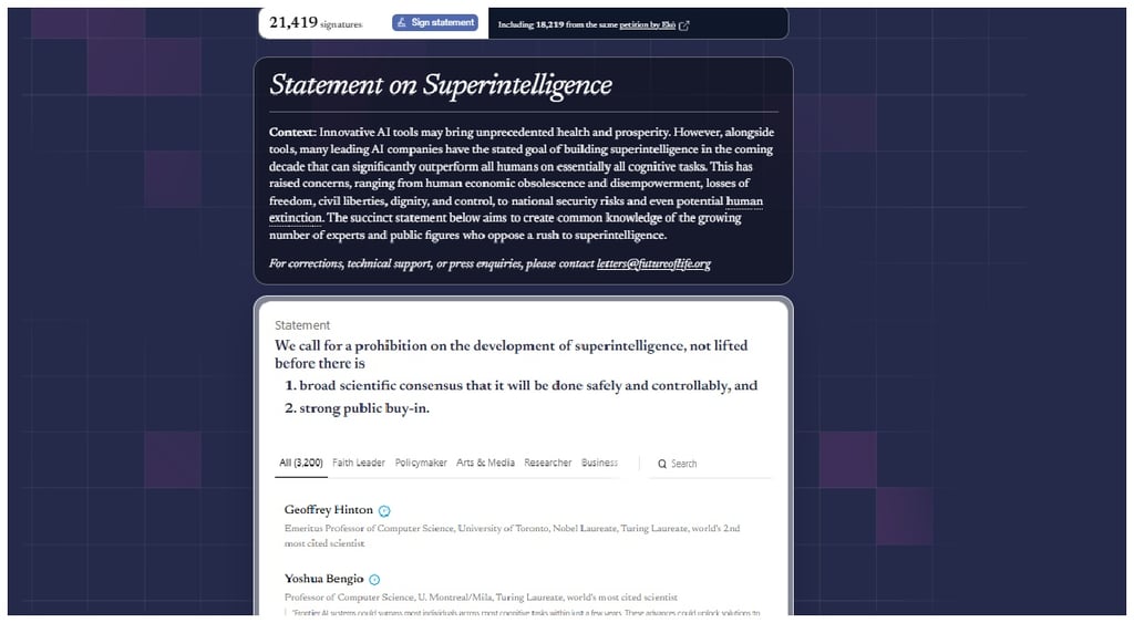 Future of Life Institute, Statement on Super Intelligence