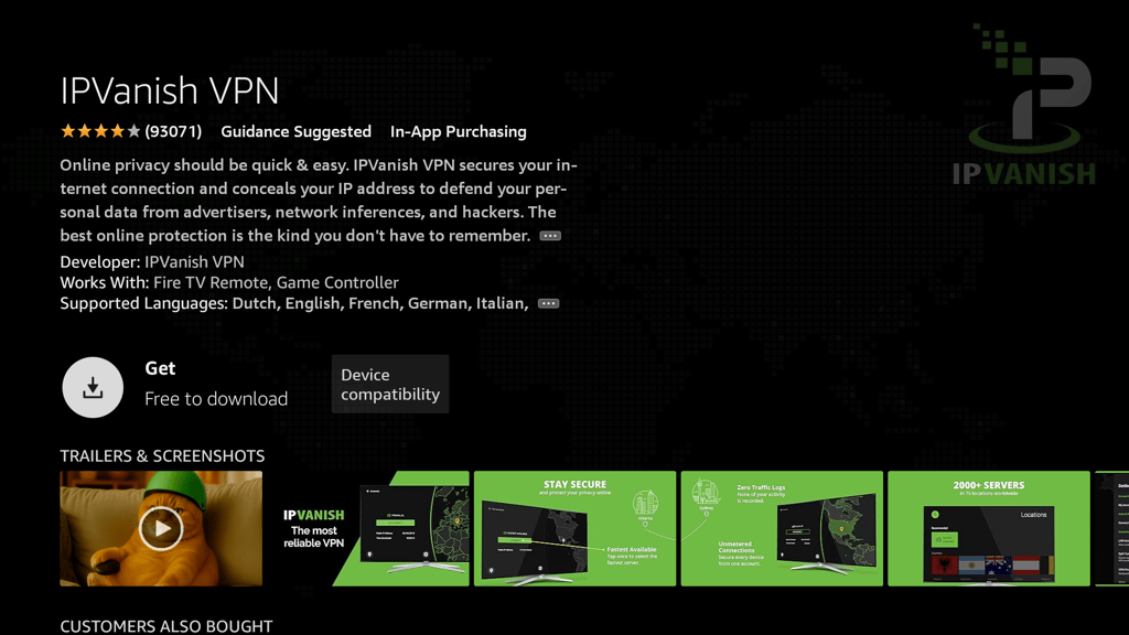 IPvanish amazon firestick step 4